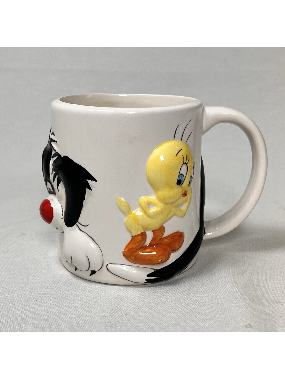 1999 Sylvester And Tweety Bird Looney Tunes Coffee Cup Mug 3D Vintage A2